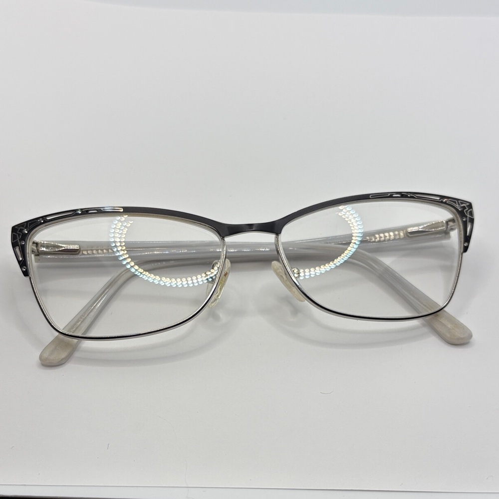 Women’s Modz Titanium Countess Eyeglasses semi cat eye full rim metal white